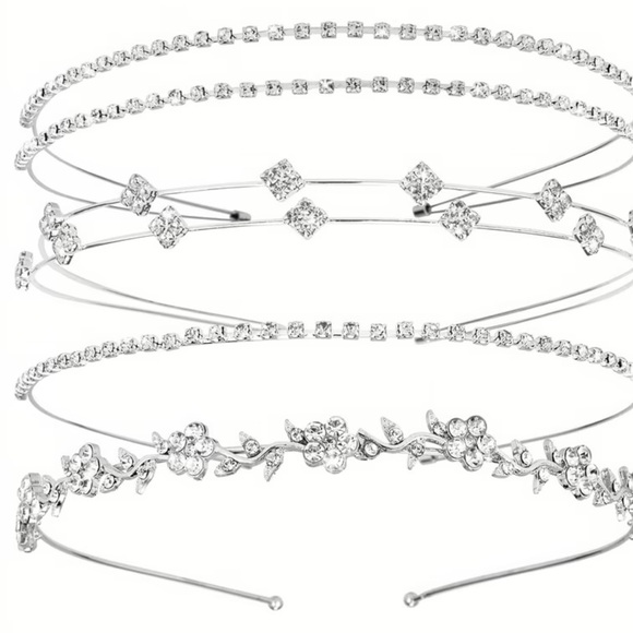 4 Elegant Silver Toned Headbands - Picture 2 of 5